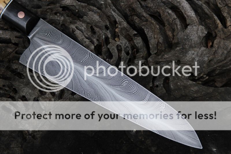 SOLD Feather damascus LASER petty. SOLD